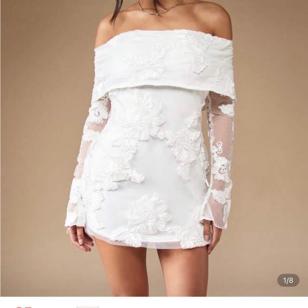 SOLD - MISSGUIDED embroidered embellished flap off dress